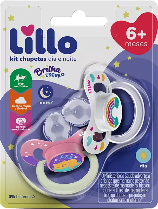 CHUPETA LILLO DIA NOITE 637630 Nº2 ORTODÔNTICA LILÁS 2UN