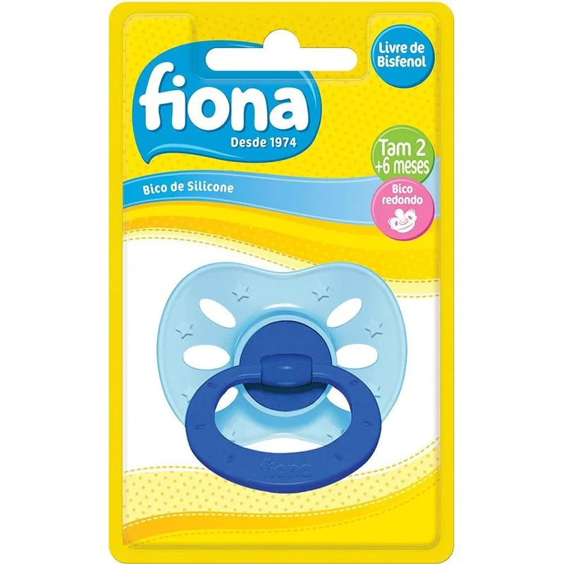 Chupeta Fiona de Silicone Clássica Baby Extra Air 6 Meses+ Tamanho Nº 2 Azul com 1 Unidade