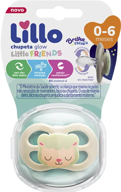 CHUPETA LILLO LITTLE FRIENDS GLOW 638201 Nº1 SILICONE SIMÉTRICO NEUTRA