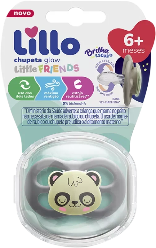 CHUPETA LILLO LITTLE FRIENDS GLOW 638401 Nº2 SILICONE SIMÉTRICO NEUTRA