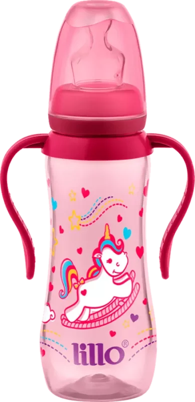MAMADEIRA LILLO SONHO ACINTURADA 240ML 623831 ORTODÔNTICA SILICONE ALÇA ROSA
