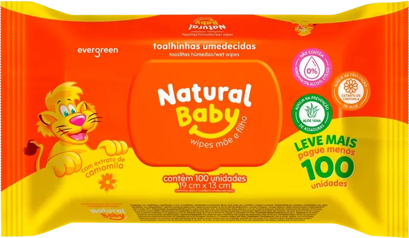 LENÇO UMEDECIDO NATURAL BABY 100UN TOALHINHAS