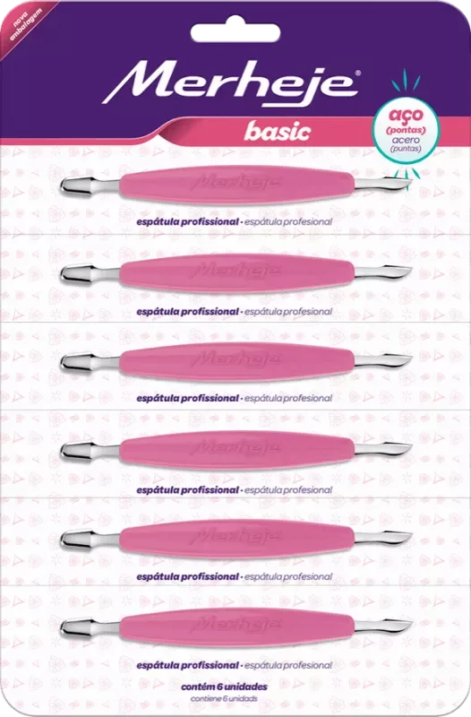 ESPÁTULA PARA CUTÍCULA MERHEJE DUPLA ROSA