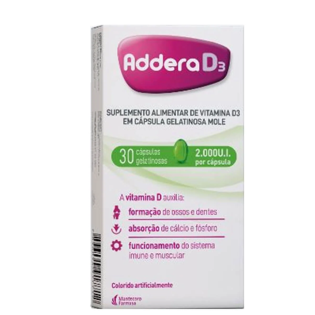Vitamina D Addera D3 2.000UI com 30 Cápsulas Gelatinosas
