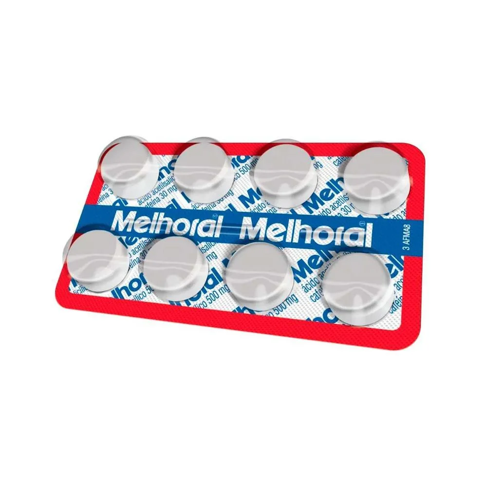 Melhoral Adulto 500mg + 30mg com 8 Comprimidos