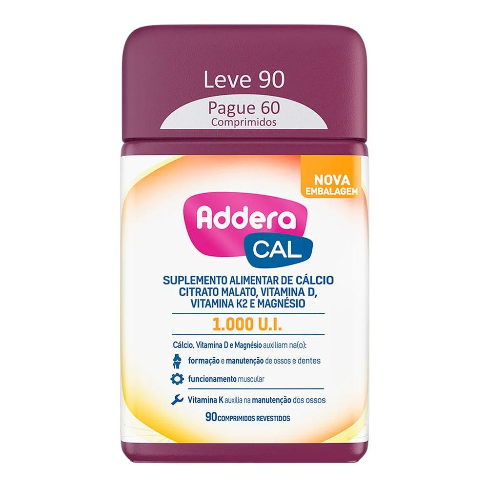 Suplemento Vitamínico Addera Cal 1000UI com 90 Comprimidos