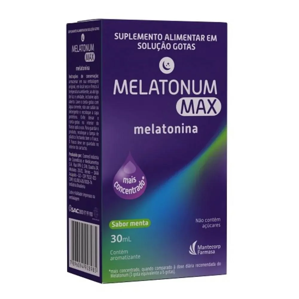 Melatonum Max 0.21mg Solução de Uso Oral Sabor Menta Frasco Gotejador 30ml