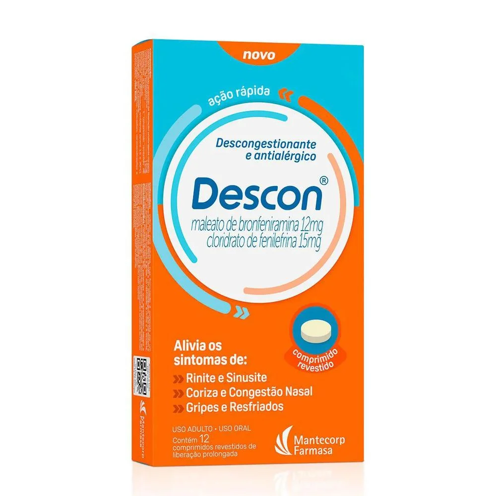 Descon 12mg + 15mg com 12 Comprimidos Revestidos de Liberação Prolongada