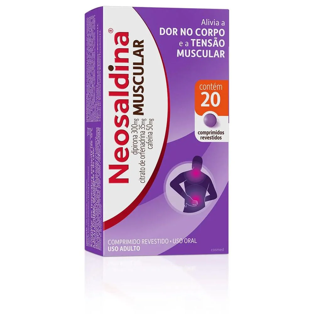 Neosaldina Muscular Dipirona 300mg + Cafeína 50mg + Citrato de Orfenadrina 35mg com 20 Comprimidos