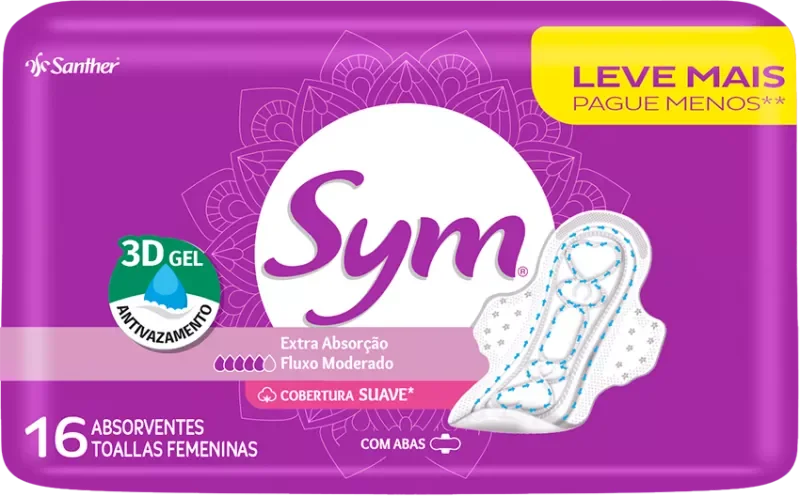 ABSORVENTE SYM 16UN SUAVE COM ABAS