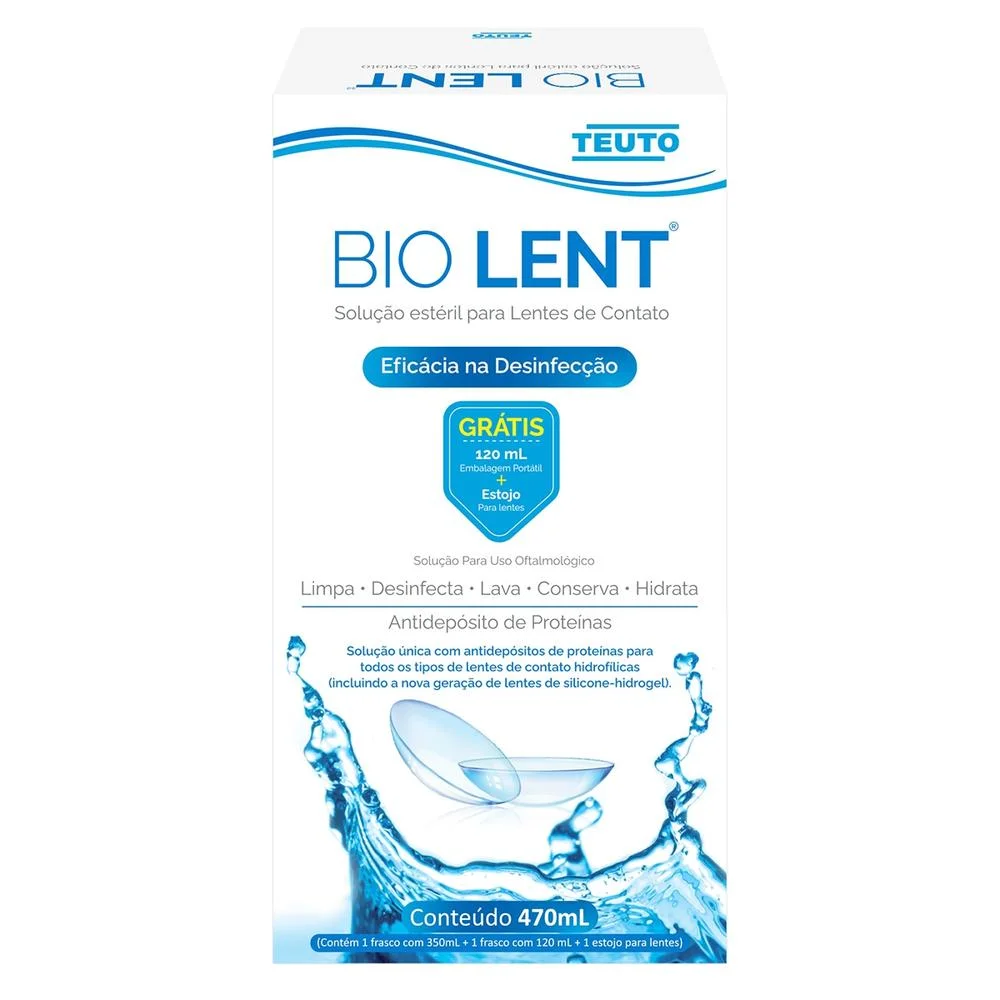 Kit Bio Lent Solução Estéril para Lentes de Contato com 350ml + Grátis 120ml + 1 Estojo