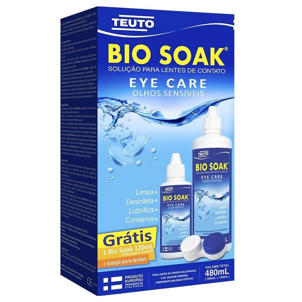 Kit Bio Soak Solução para Lentes de Contato 480ml + Estojo