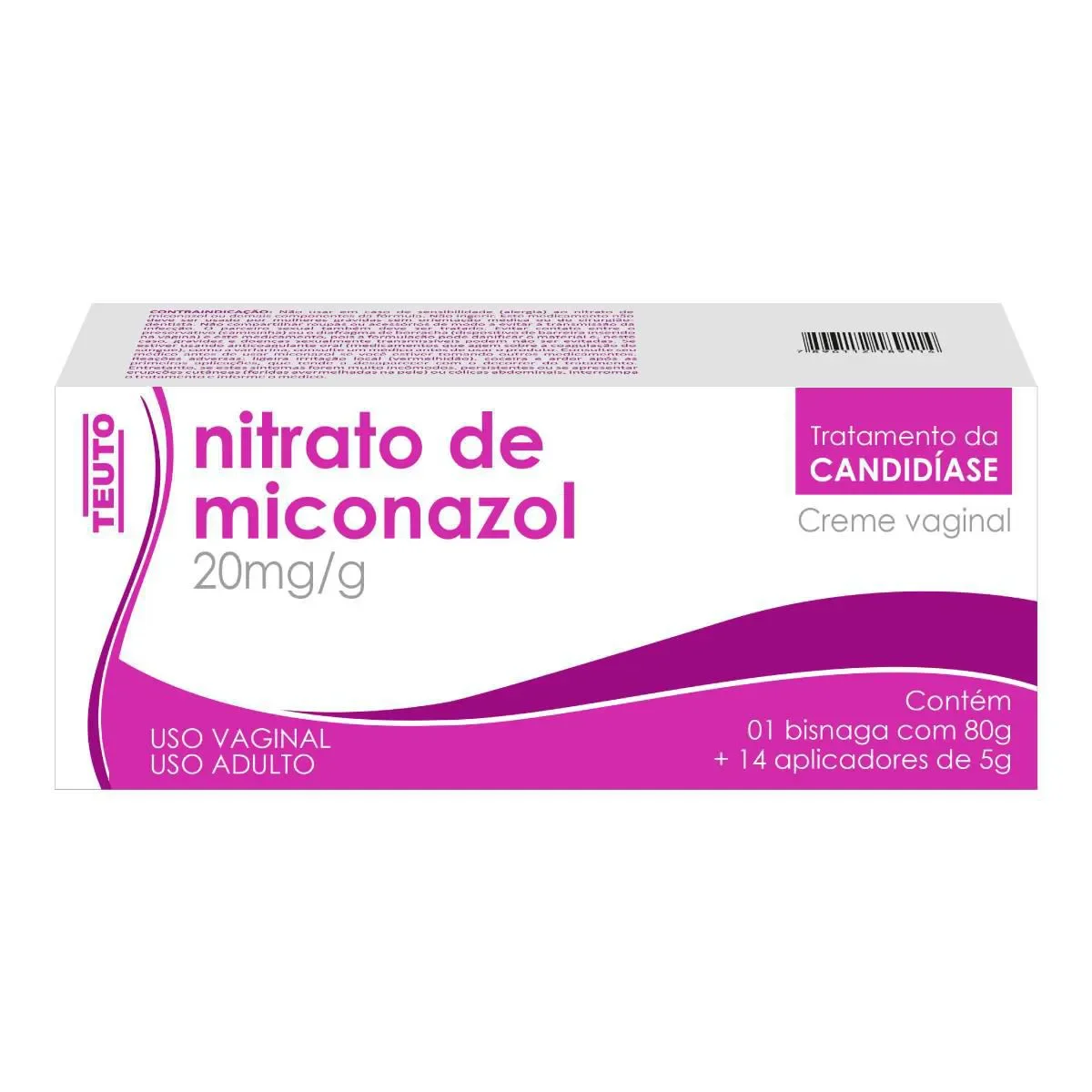 Nitrato de Miconazol 20mg/g com 14 Aplicadores Creme de Uso Ginecológico Bisnaga 80g