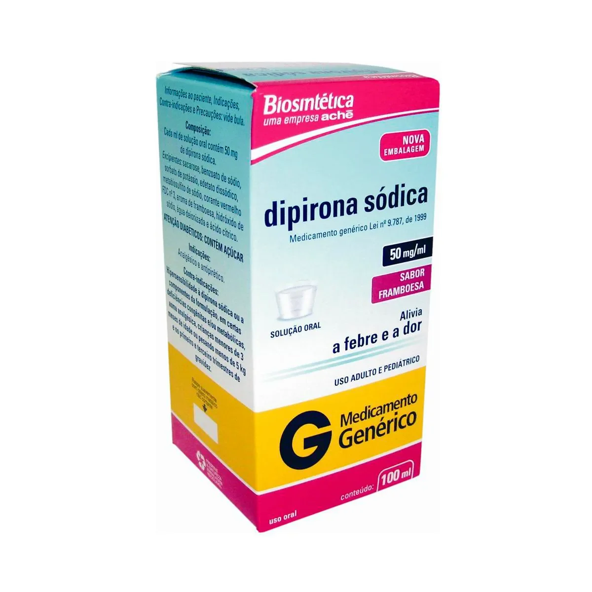 Dipirona Monoidratada 50mg/ml com Copo Medidor Solução Oral Frasco 100ml