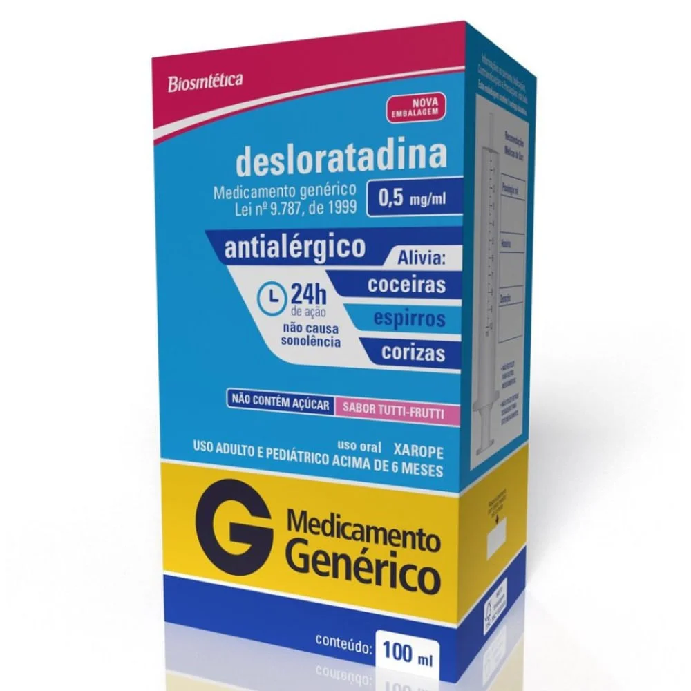 Desloratadina 0,5mg/ml com Seringa Dosadora Xarope Frasco 100ml