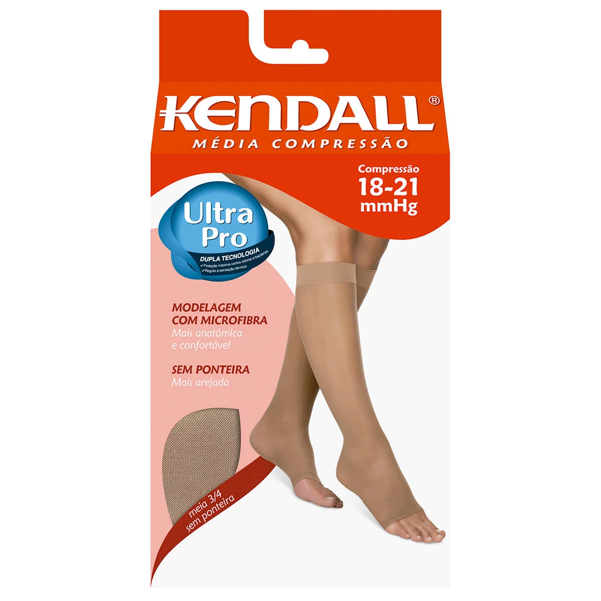Meia Feminina Kendall Média Compressão 3/4 sem Ponteira Tamanho M com 1 Par