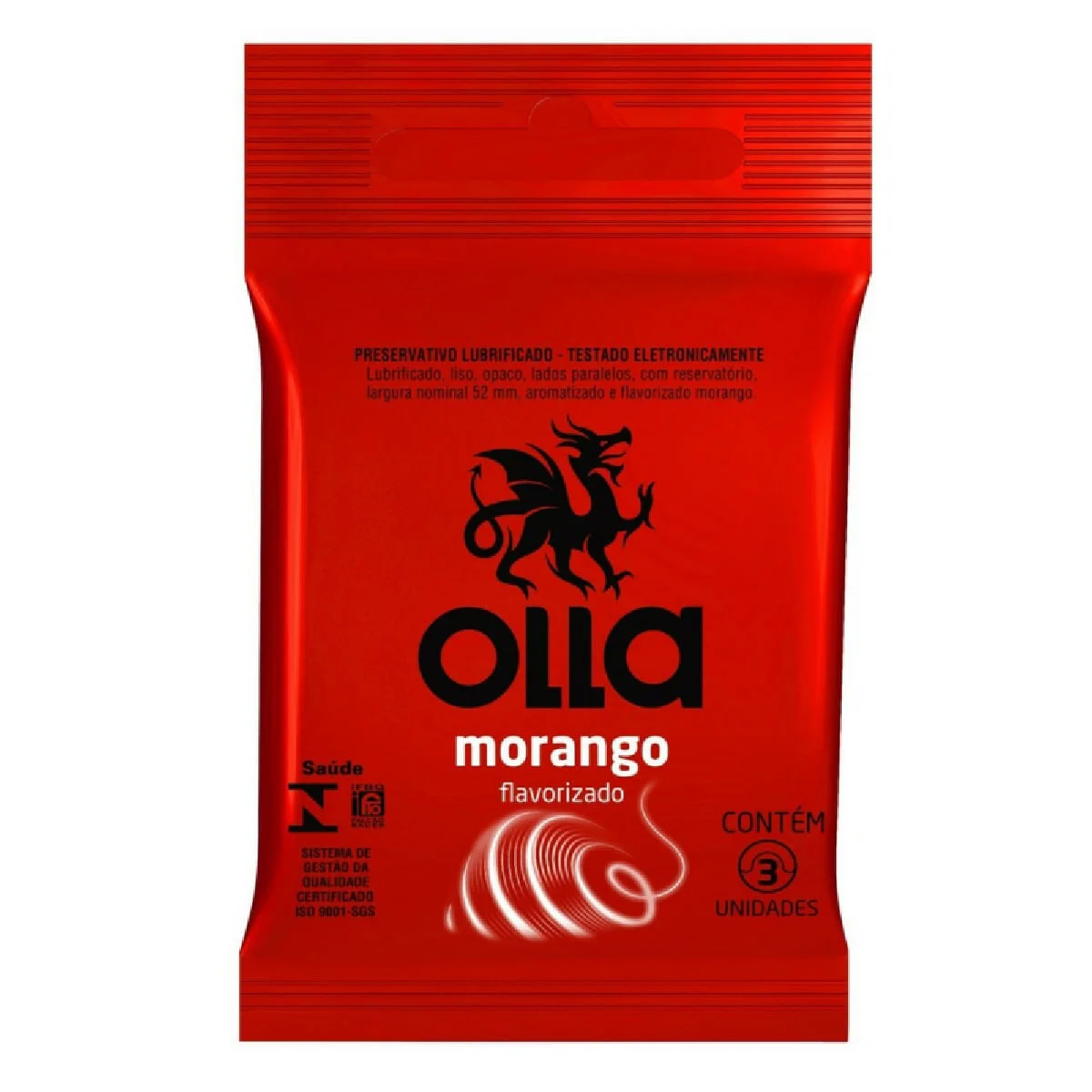 Camisinha Olla Sabor Morango com 3 Unidades