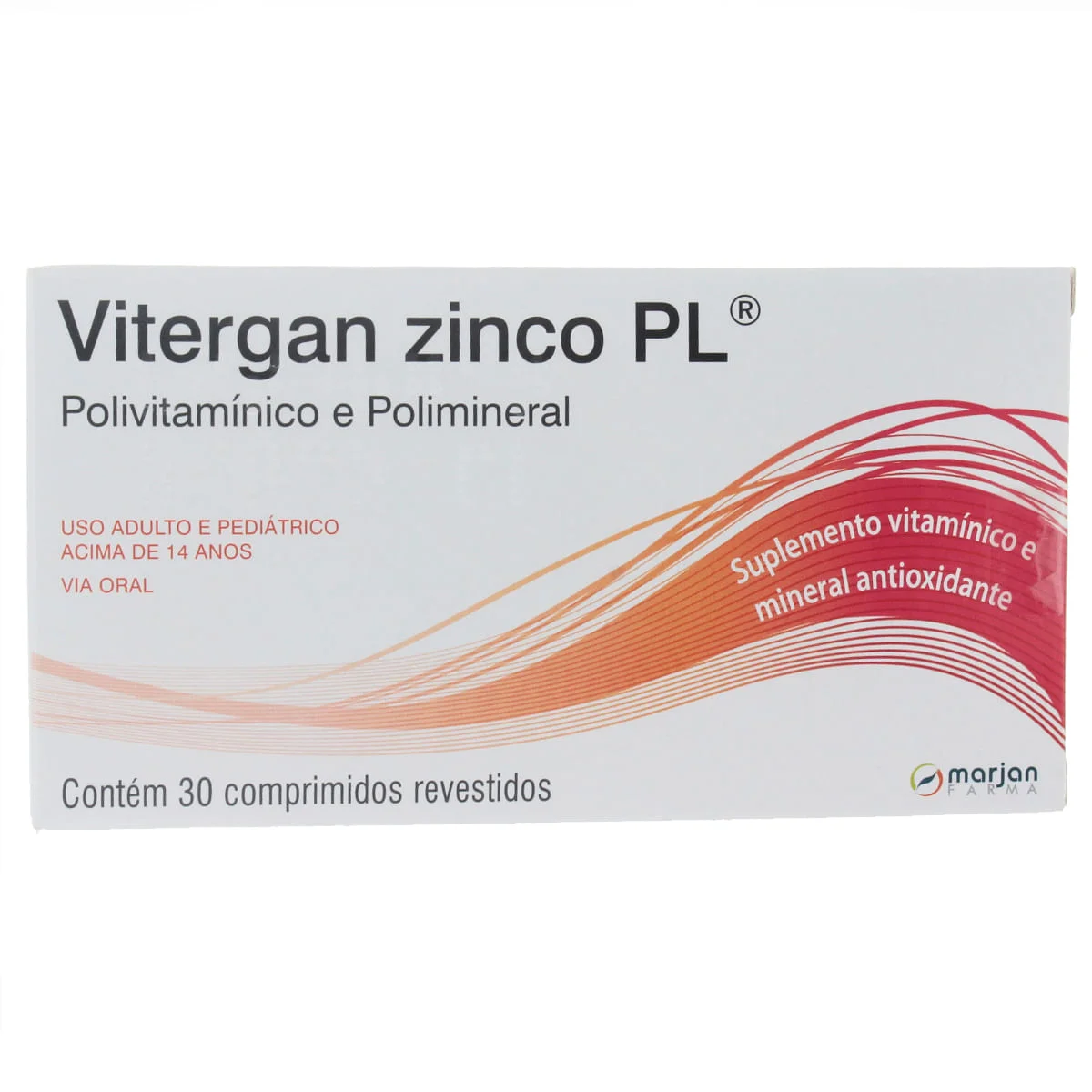 Vitergan Zinco Pl com 30 Comprimidos Revestidos