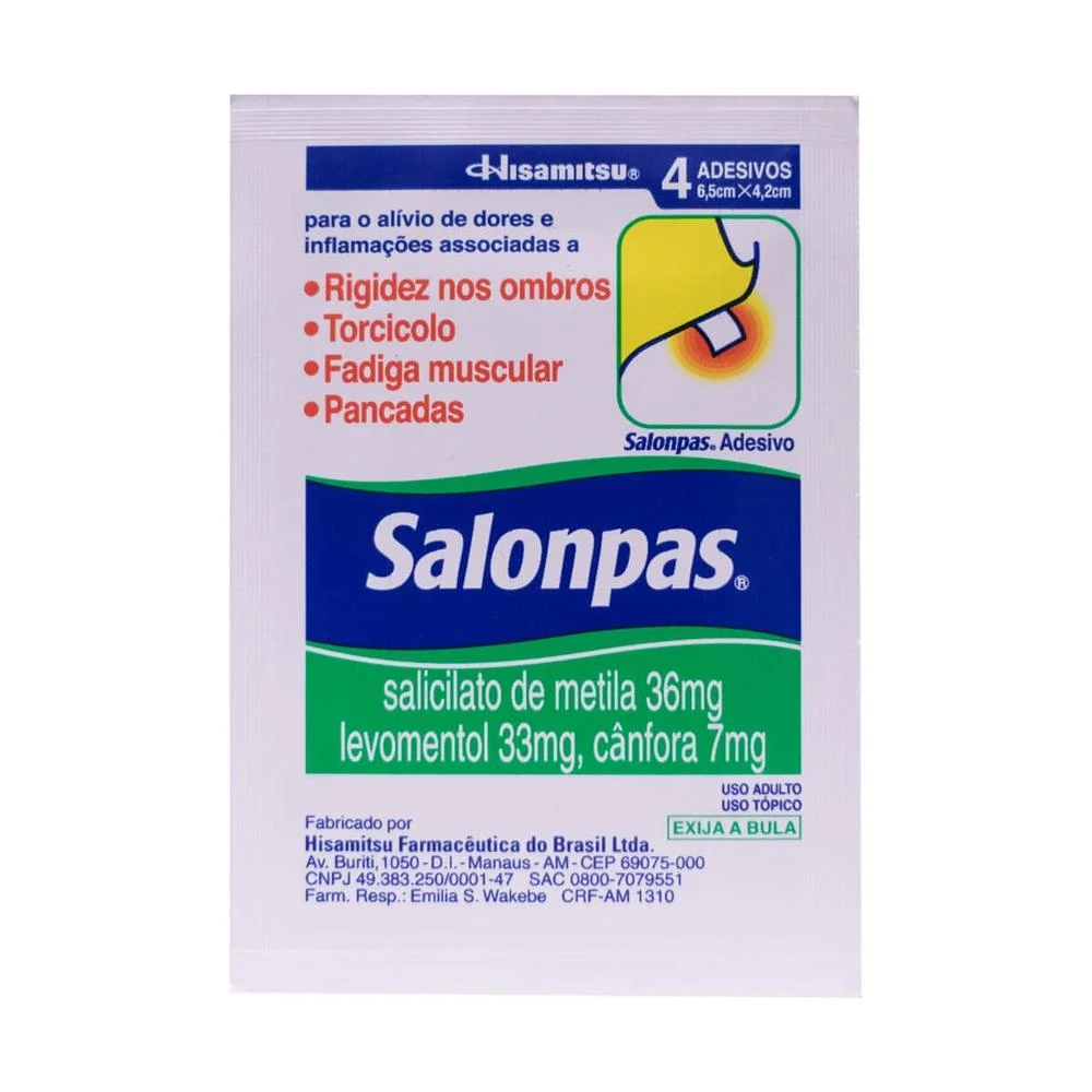 Salonpas 36mg + 33mg + 7,1mg com 4 Adesivos Pequenos