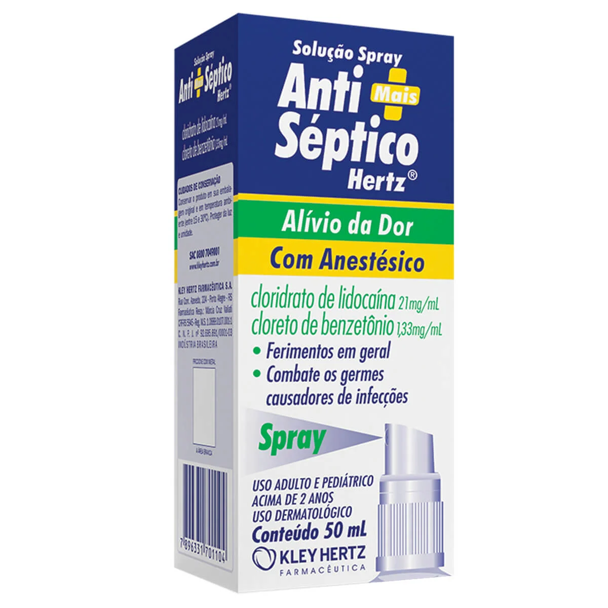 Antimais Séptico Hertz 21mg/ml + 1,33mg/ml Solução de Uso Dermatológico Frasco Spray 50ml