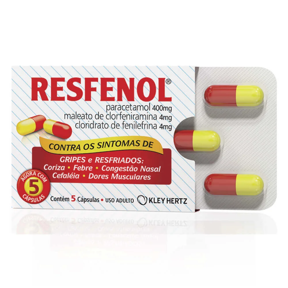 Resfenol 400mg + 4mg + 4mg com 5 Cápsulas Gelatinosas Duras