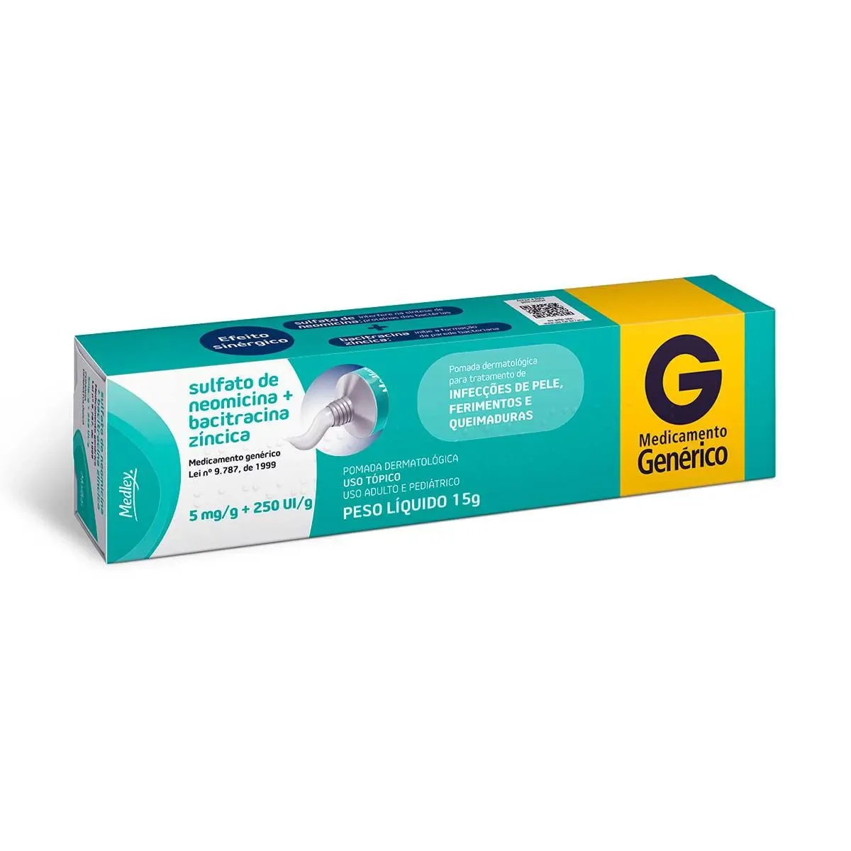 Sulfato de Neomicina 5mg/g + Bacitracina Zíncica 250UI/g Pomada de Uso Dermatológico 15g