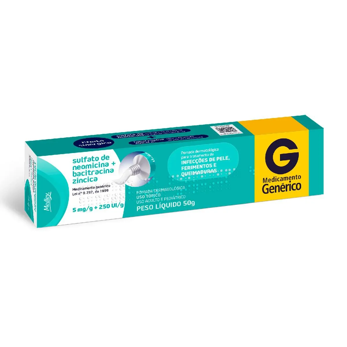 Sulfato de Neomicina 5mg/g + Bacitracina Zíncica 250UI/g Pomada de Uso Dermatológico 50g
