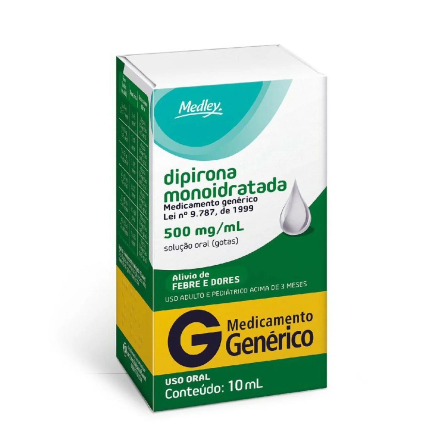 Dipirona Monoidratada 500mg/ml Solução Oral Frasco Gotejador Medley 10ml