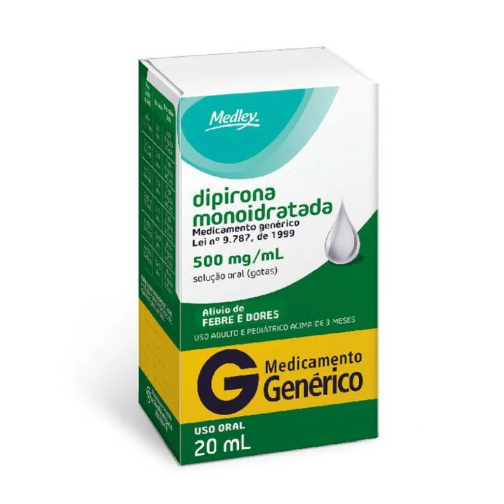 Dipirona Monoidratada 500mg/ml Solução Oral Frasco Gotejador Medley 20ml