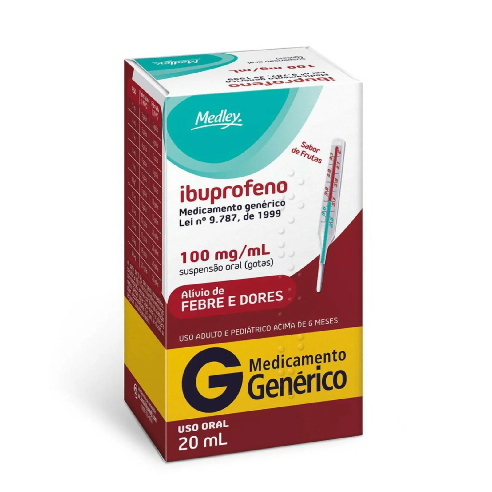 Ibuprofeno 100mg/ml Suspensão de Uso Oral Frasco Gotejador 20ml