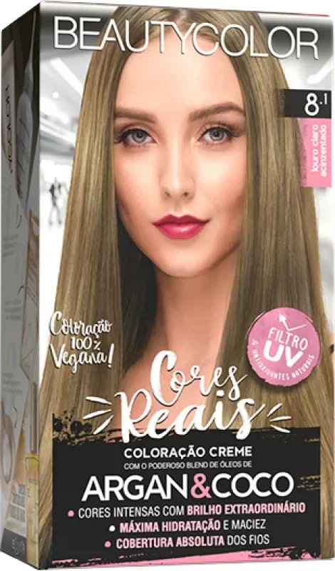 COLORAÇÃO BEAUTY COLOR KIT 08.1 LOURO CLARO ACINZENTADO