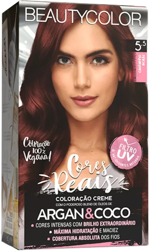 COLORAÇÃO BEAUTY COLOR KIT 05.5 CASTANHO ACAJU