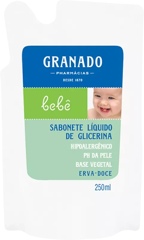 SABONETE GRANADO BEBÊ 250ML LÍQUIDO GLICERINA ERVA DOCE REFIL