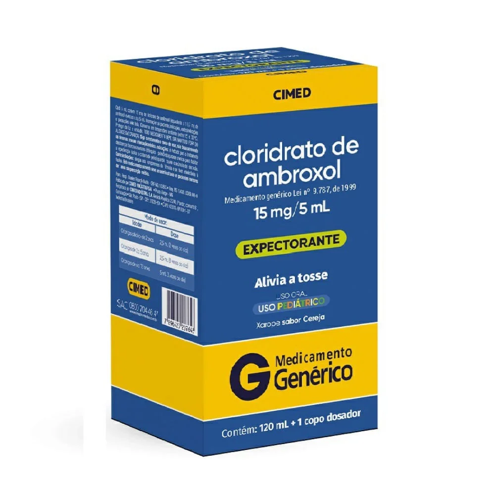 Cloridrato de Ambroxol 3mg/ml com Copo Dosador Xarope Infantil Sabor Cereja Frasco 120ml