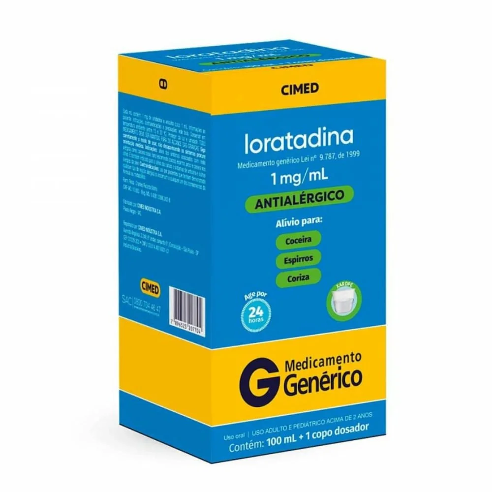 Loratadina 1mg/ml com Copo Dosador Xarope Frasco 100ml