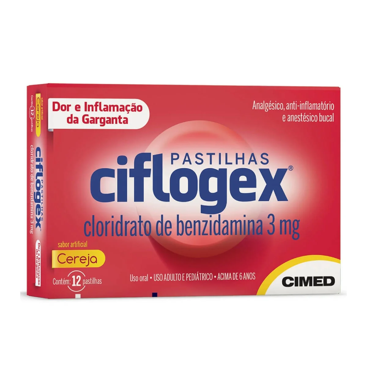 Ciflogex 3mg Sabor Cereja com 12 Pastilhas