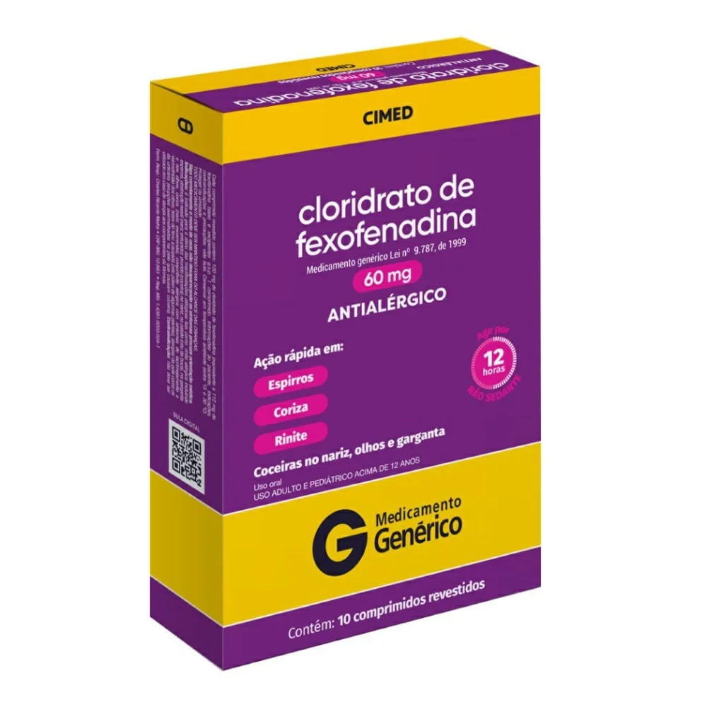 Cloridrato de Fexofenadina 60mg com 10 Comprimidos Revestidos