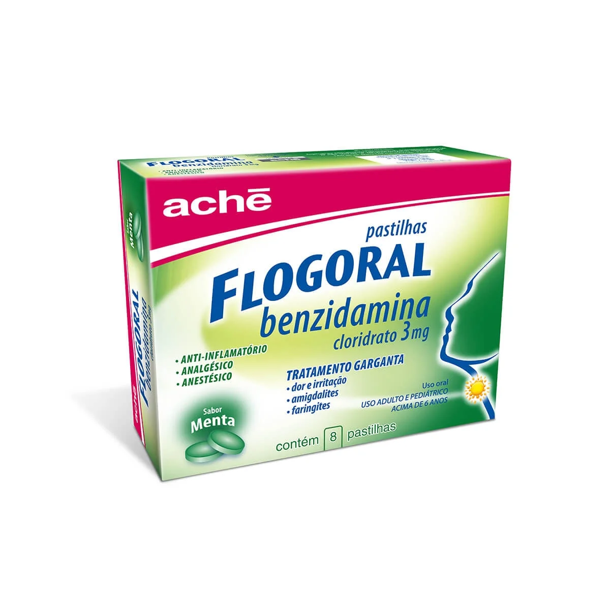 Flogoral 3mg Sabor Menta com 8 Pastilhas