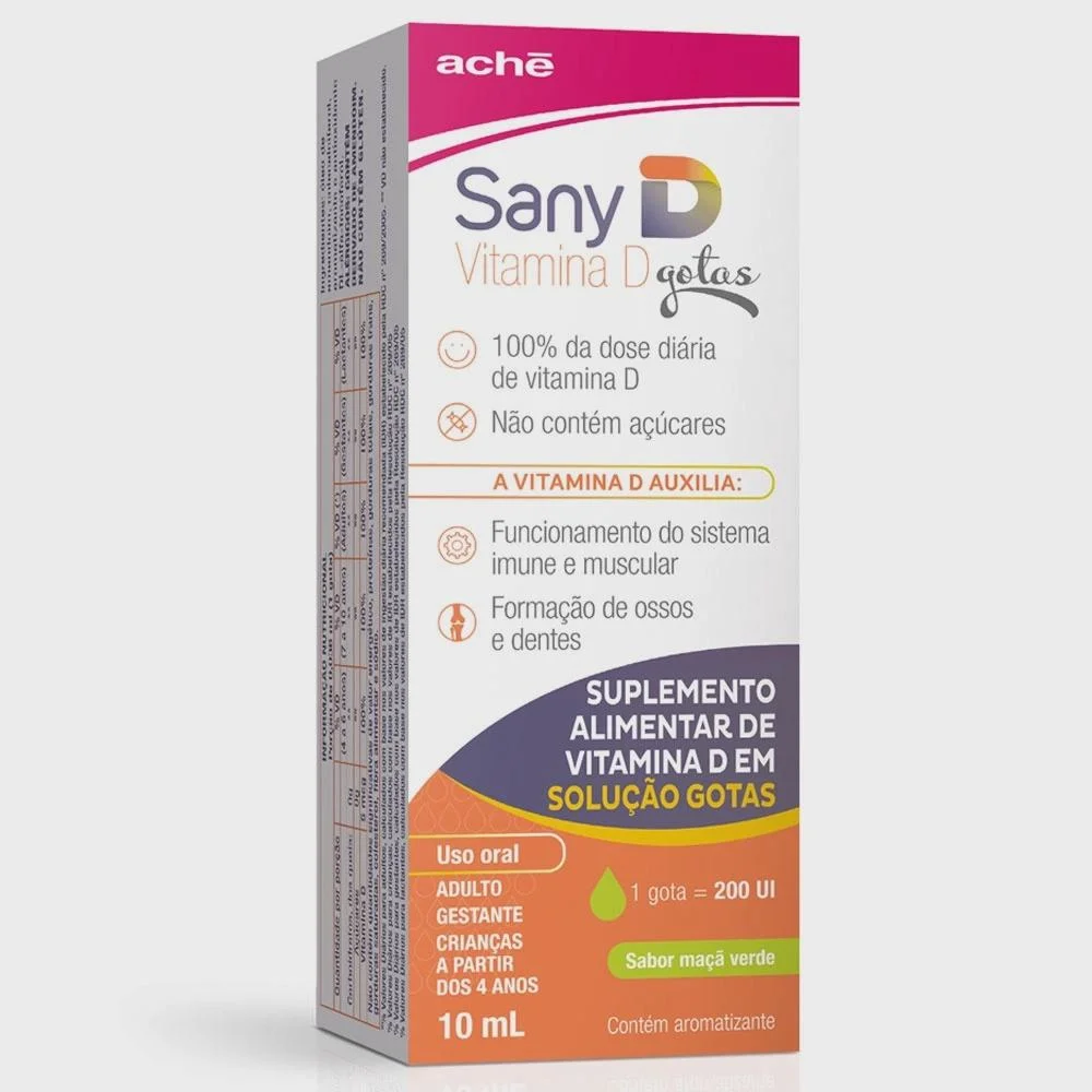 Sany D Gotas 200UI Solução Oral Sabor Maçã Verde 10ml