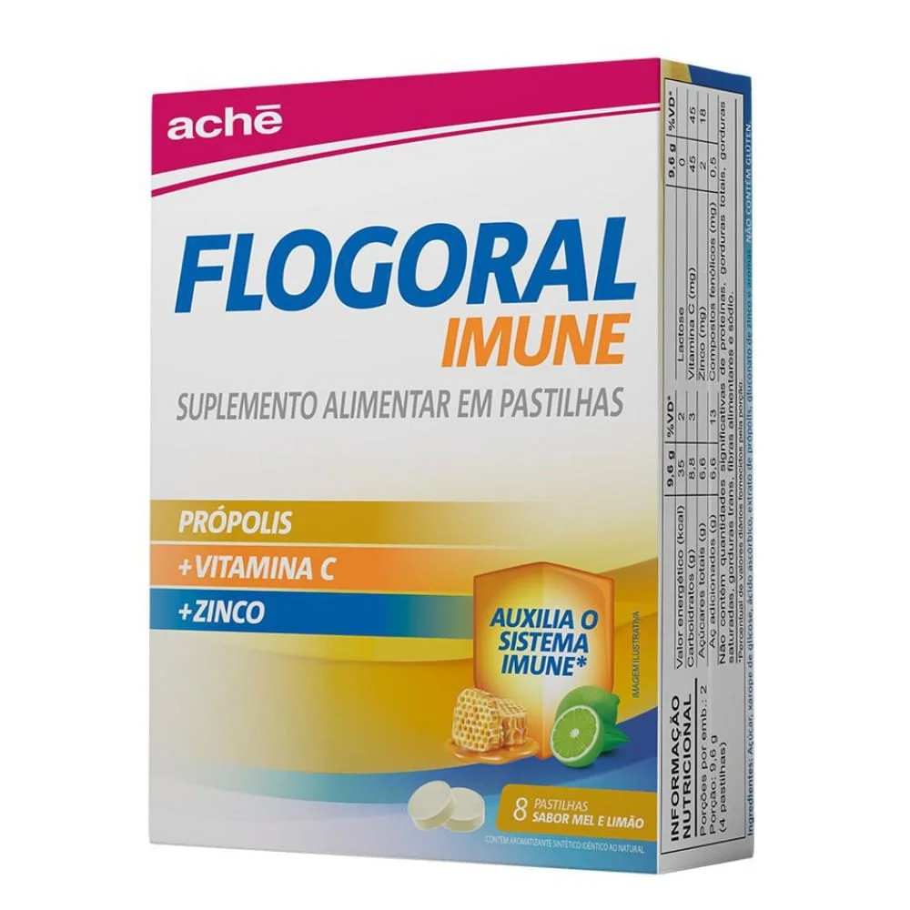 Flogoral Imune Pastilha Mel e Limão 8 Unidades