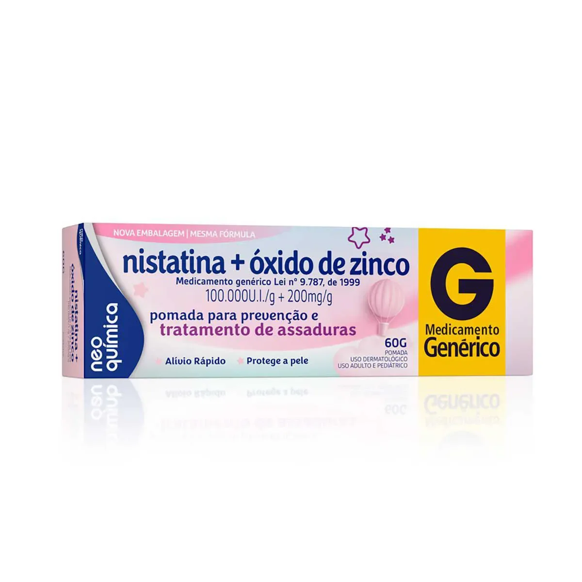 Nistatina 100.000UI/g + Óxido de Zinco 200mg Pomada para Assaduras Neo Química 60g