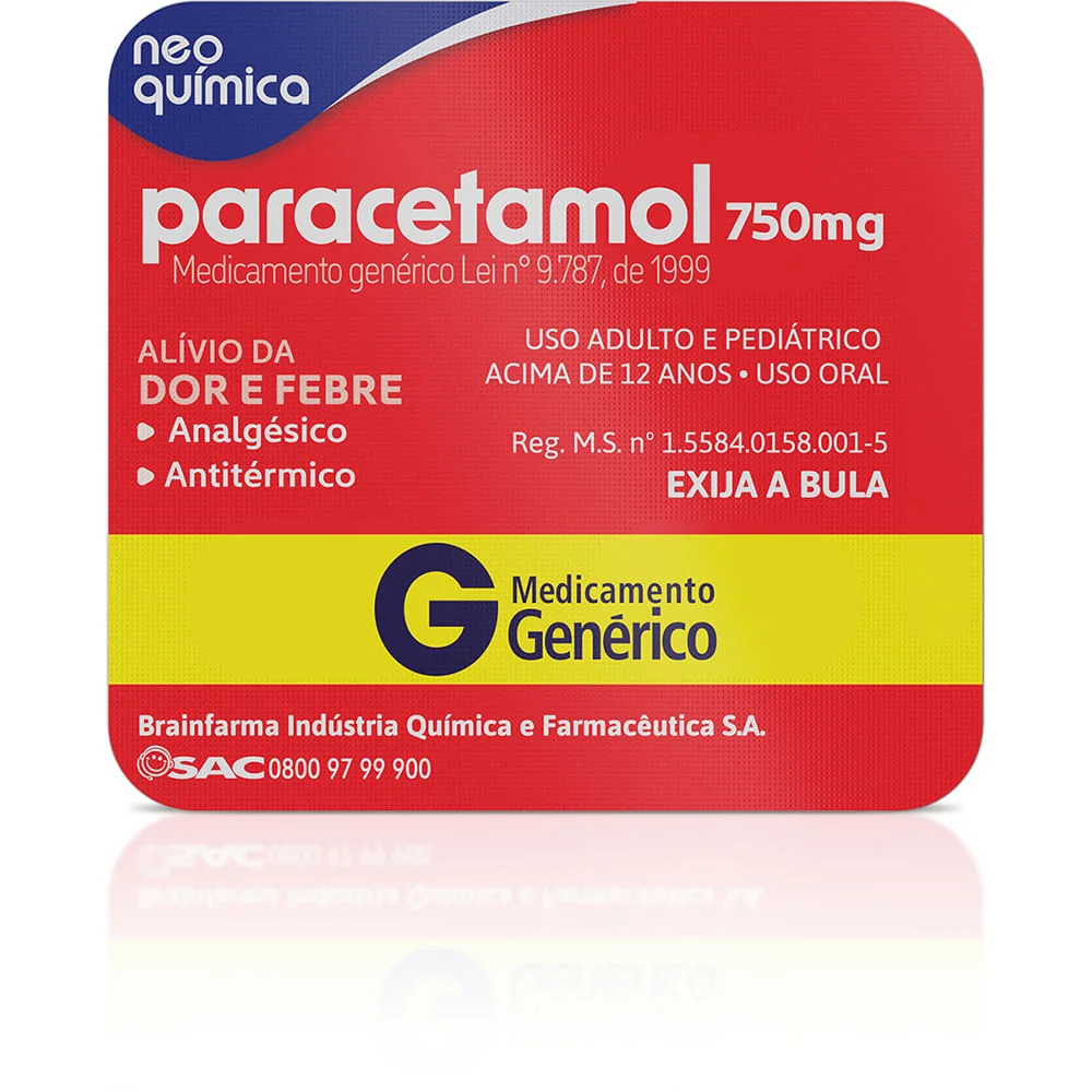 Paracetamol 750mg Neo Química 4 Comprimidos