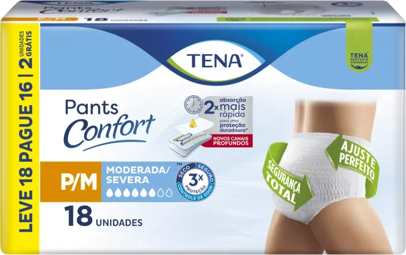 ROUPA ÍNTIMA TENA PANTS CONFORT 18UN P/M L18P16