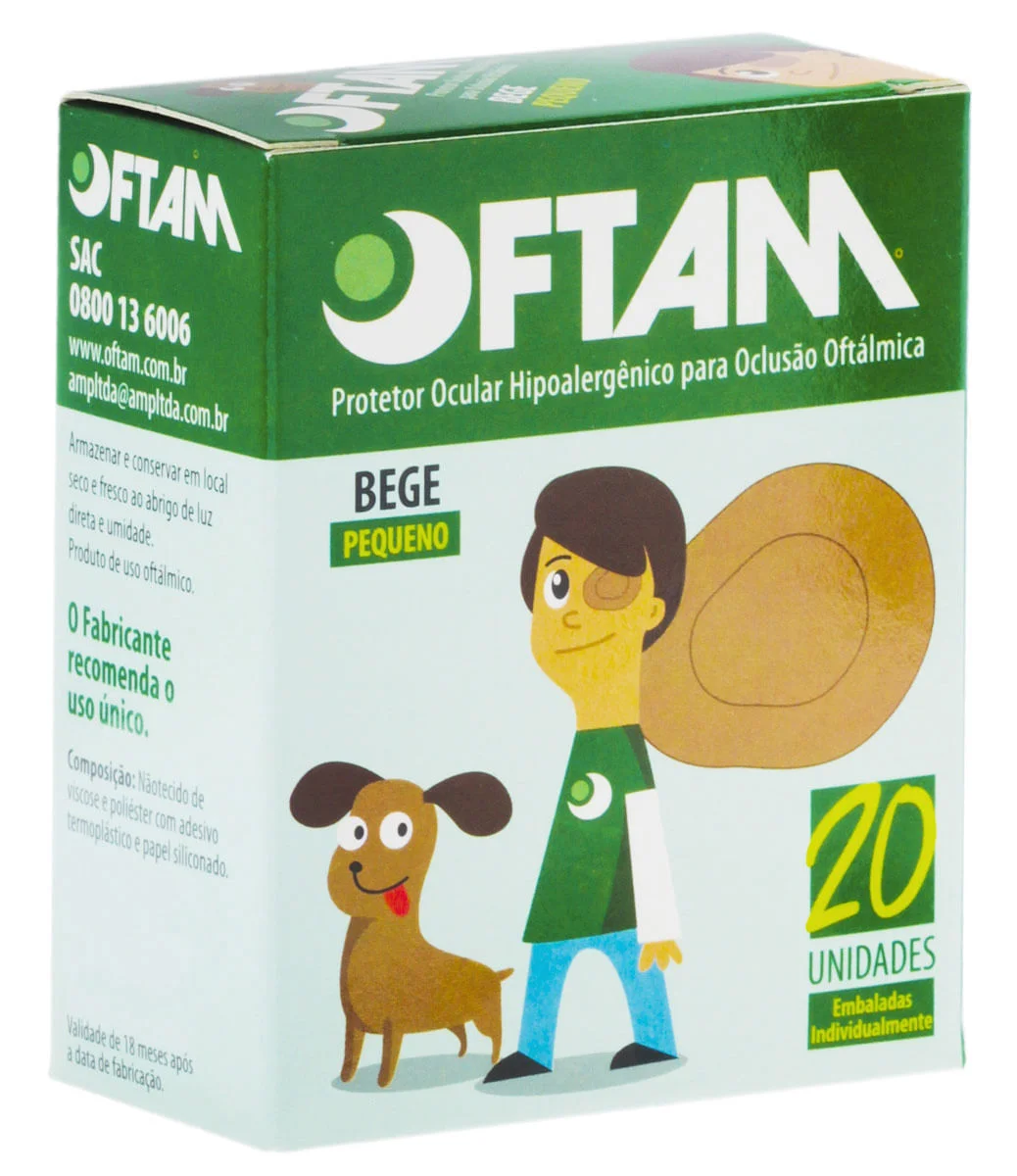 Protetor Ocular Bege Tamanho Pequeno Oftam com 20 Unidades