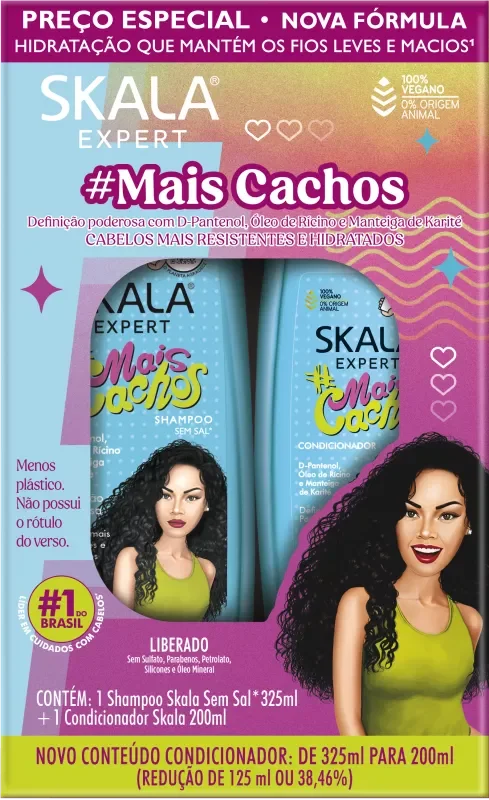 SHAMPOO SKALA 325ML #MAIS CACHOS+CONDICIONADOR 200ML #MAIS CACHOS