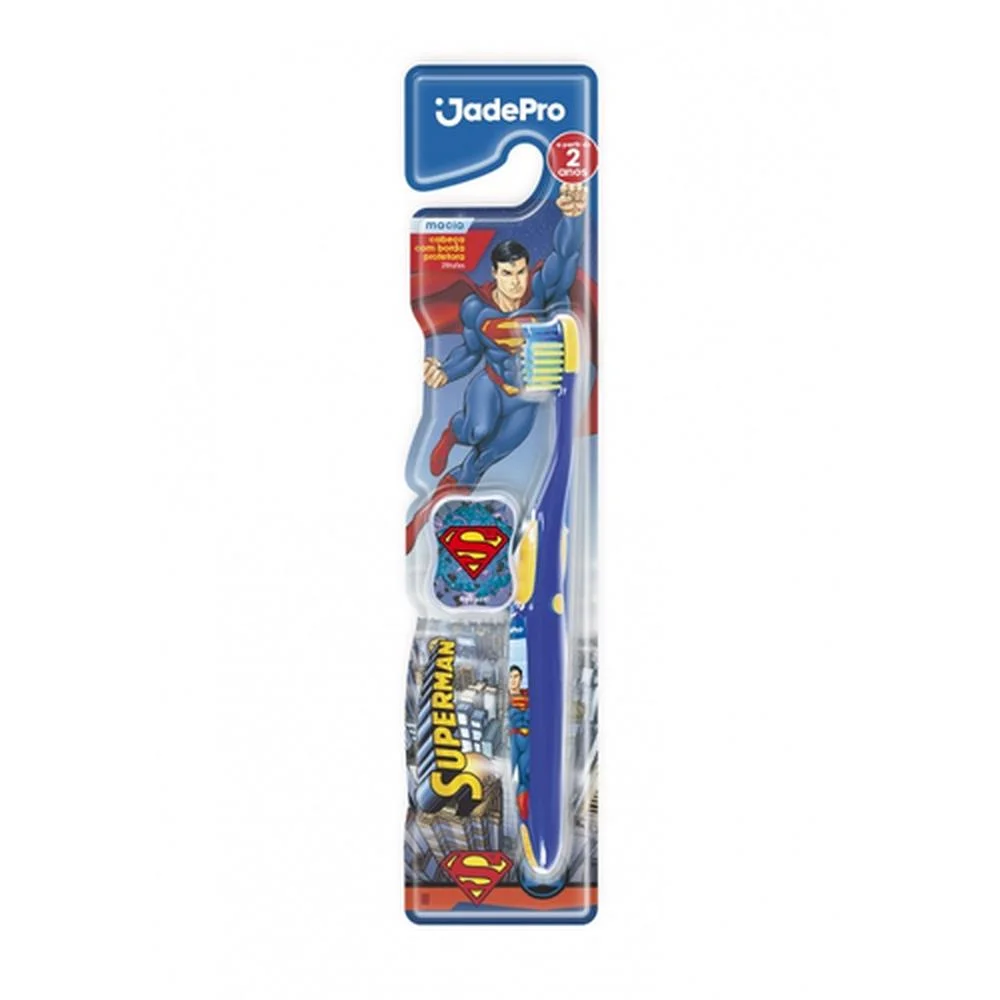 Escova Dental Jadepro Infantil Superman com 1 Unidade + 1 Protetor Macia