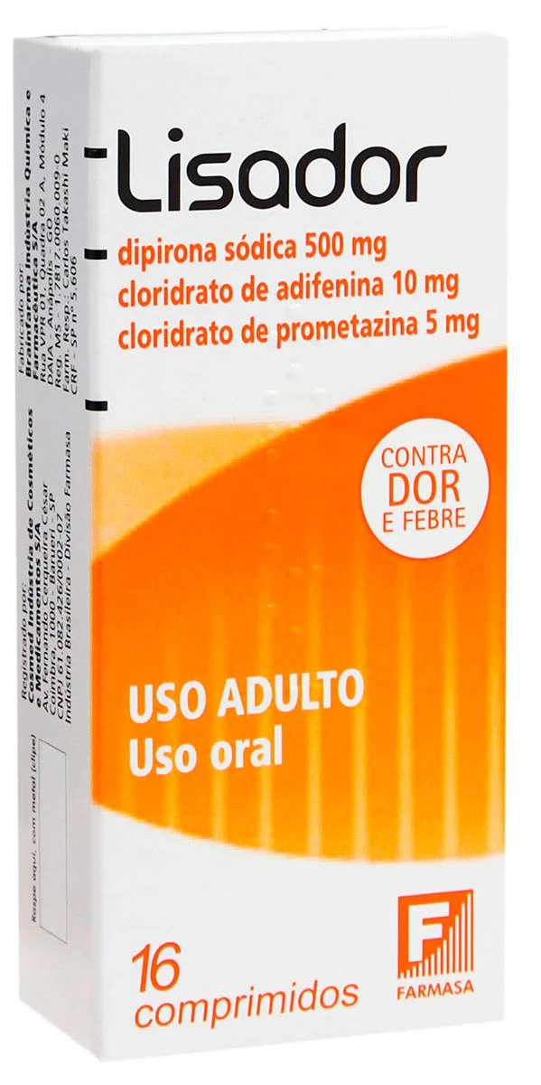 Lisador 500mg + 5mg + 10mg com 16 Comprimidos