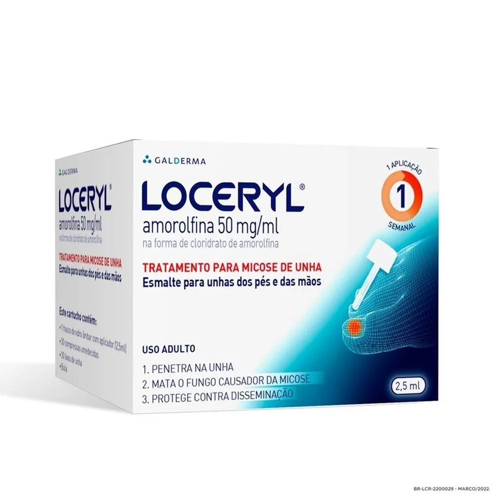 Loceryl 50mg/ml com 30 Compressas e 30 Lixas Esmalte de Uso Dermatológico Frasco 2,5ml