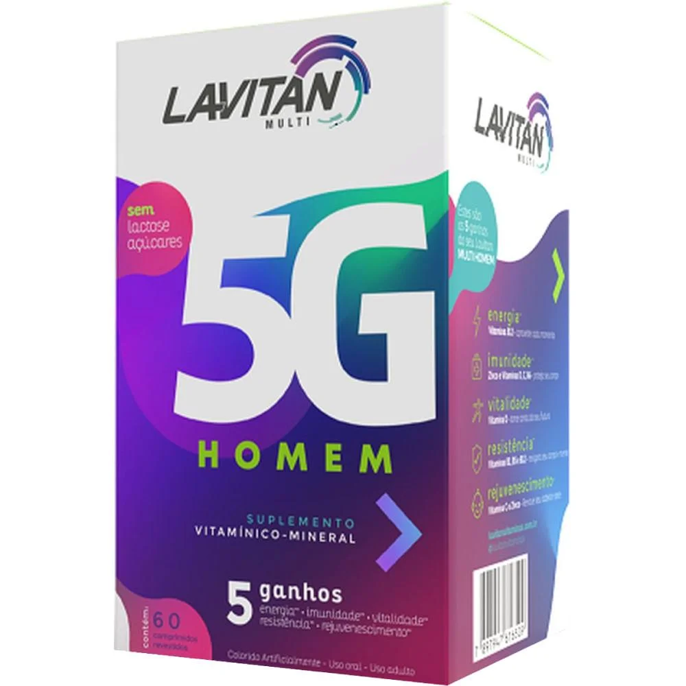 Suplemento Vitamínico Lavitan Multi 5G Homem com 60 Comprimidos Revestidos
