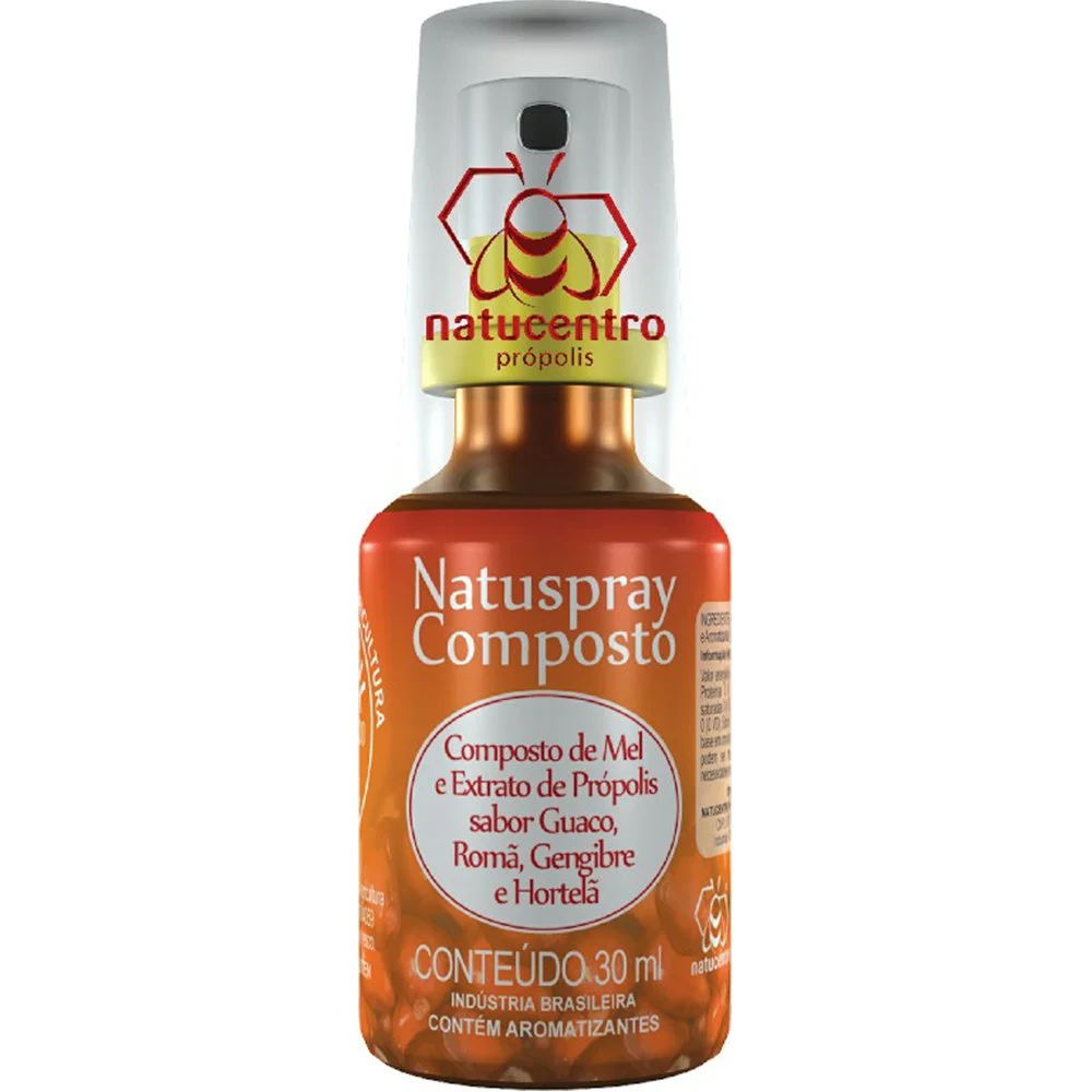 Spray Mel Própolis Guaco Hortelã Roma Gengibre 30ml Natucentro